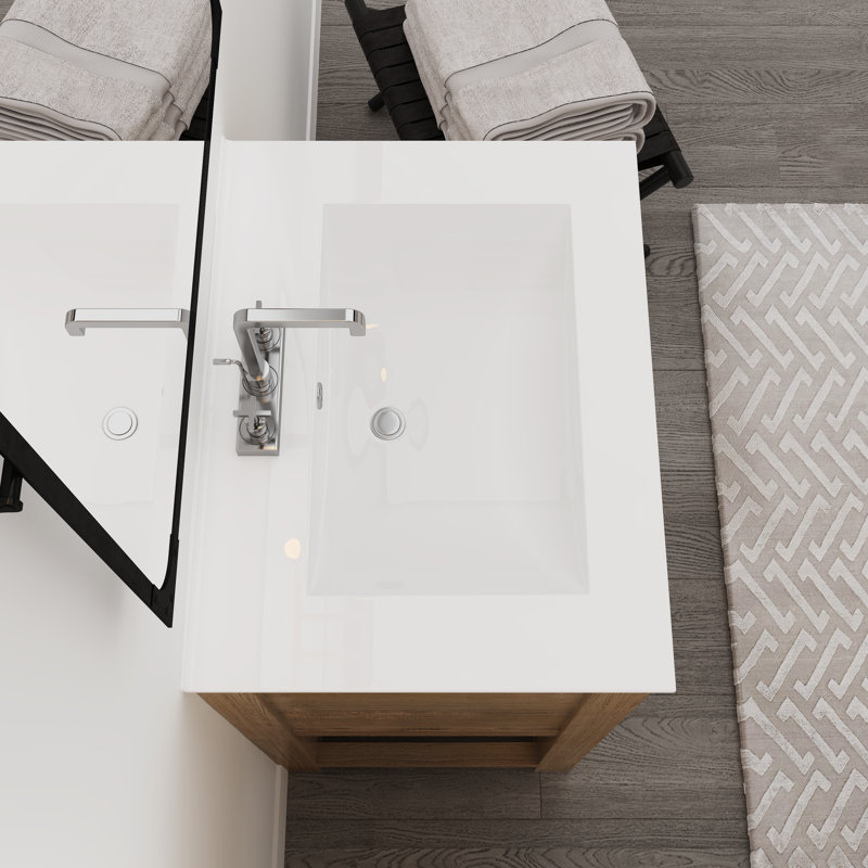 61.5cm Ceramic Single Bathroom Vanity Top with Sink