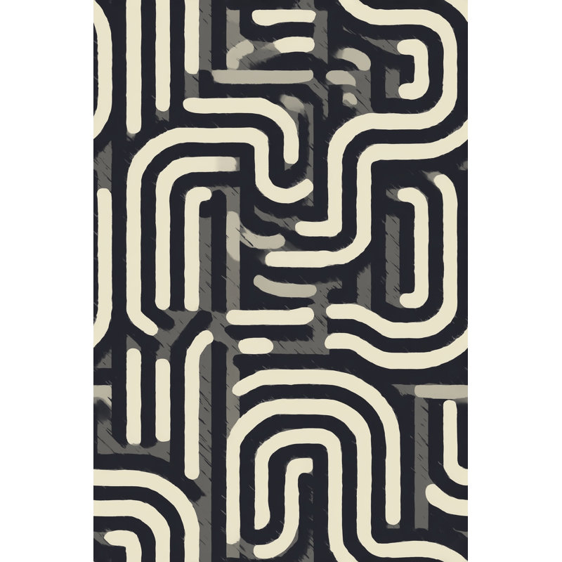 Papier peint à motif géométrique abstrait à motif de labyrinthe, Peler et coller
