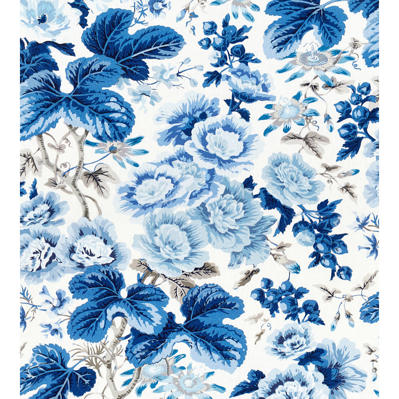 Botanica Highgrove Linen Print Fabric, Porcelain