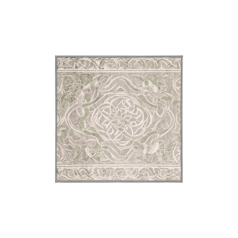 Tapis gris lavable à la machine, Carré 5 pi