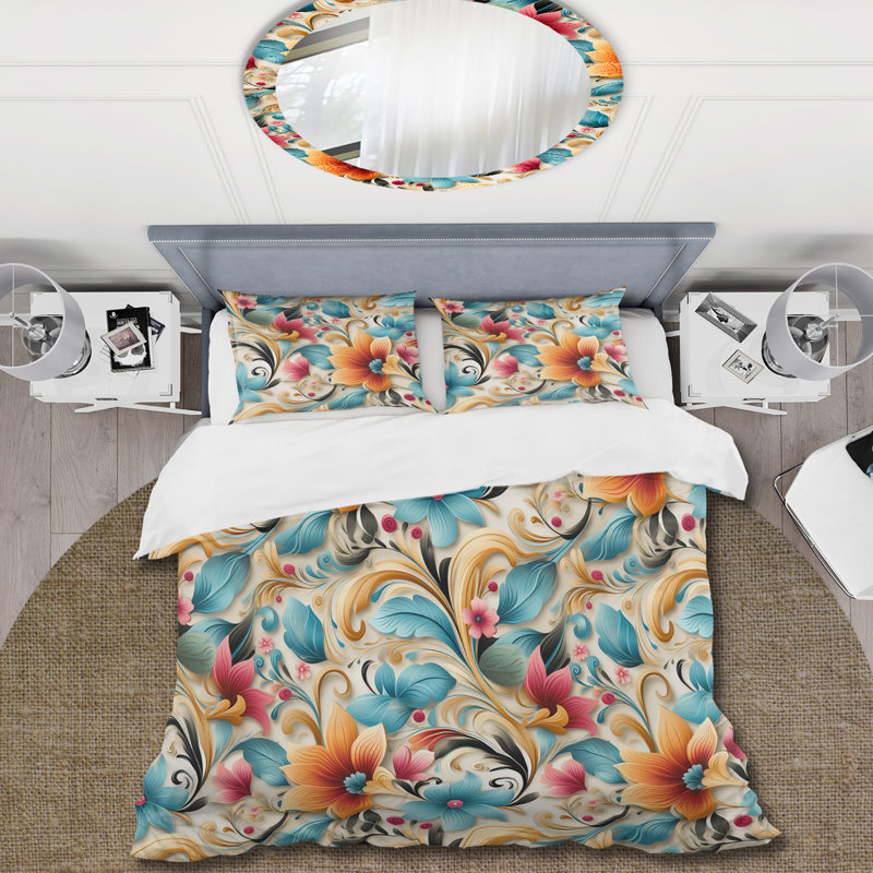 Literie rétro marocaine aux tons riches II, Housse de couette simple + 1 taie décorative stan