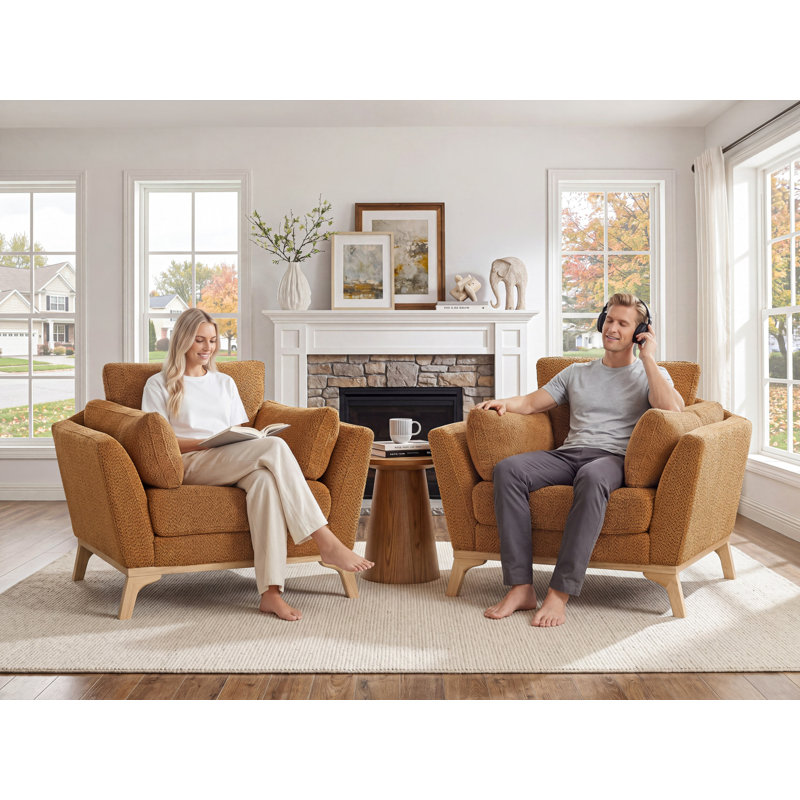 Ljubinko Upholstered Armchair, Curry Boucle