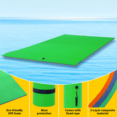 Floating Mat, 3-Layer Tear-Resistant XPE Foam, Giant Lily Pad for Water Recreation Pool, Suitable for Multiple Users