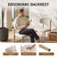 Ensemble de 2 chaises de salle à manger en lin beige avec pieds en métal et finition noyer-1292287095