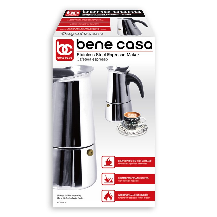 Bene Casa 4-Cup Espresso Maker with Stainless Steel Carafe - Each