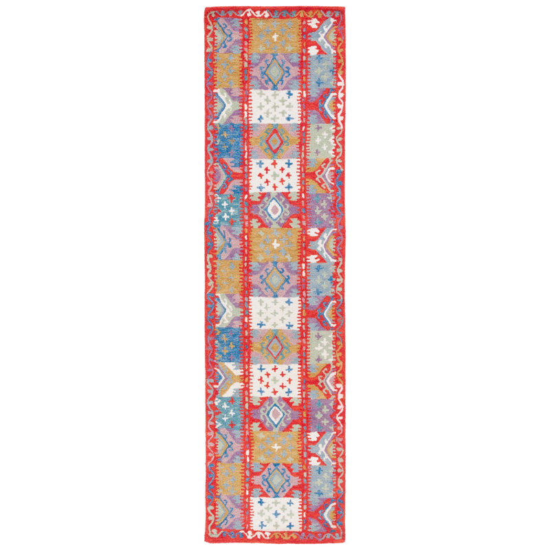 Horwich Flint 409 Area Rug In Red / Ivory, Runner 2'3" x 9'