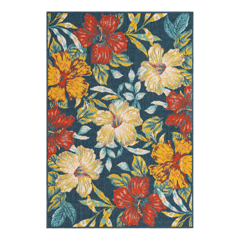 Eribella Floral Indoor / Outdoor Rug, Rectangle 4'1" x 6'1"
