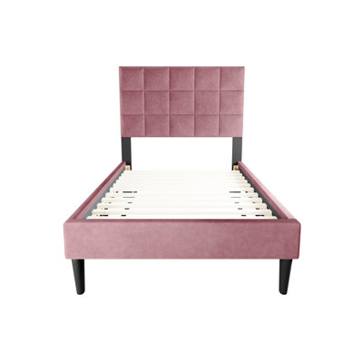 Bedroom Twin Bed In Linen Blend With 12 Support - Modern Style & Adjustable For A Peaceful Rest