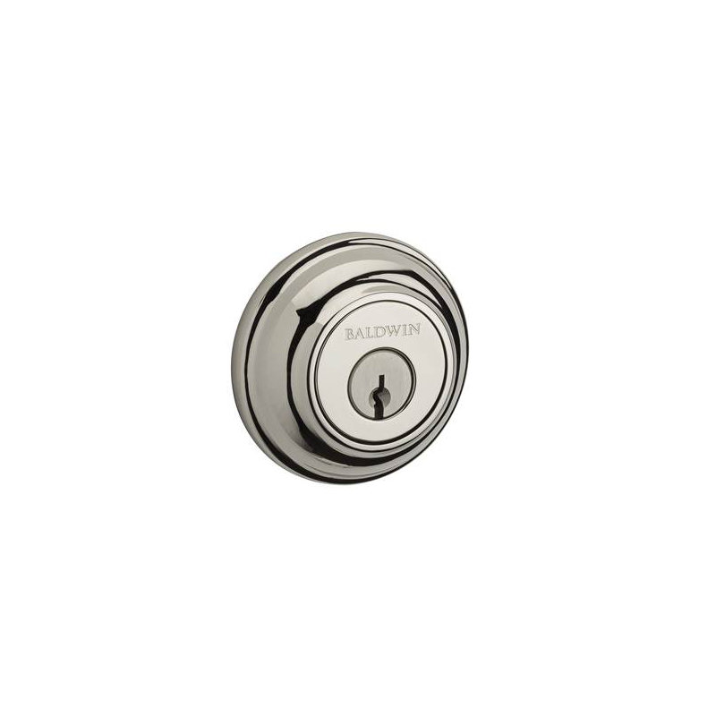 Traditional Round Double Cylinder Deadbolt, Yes, Keyed Different, Polished Nickel