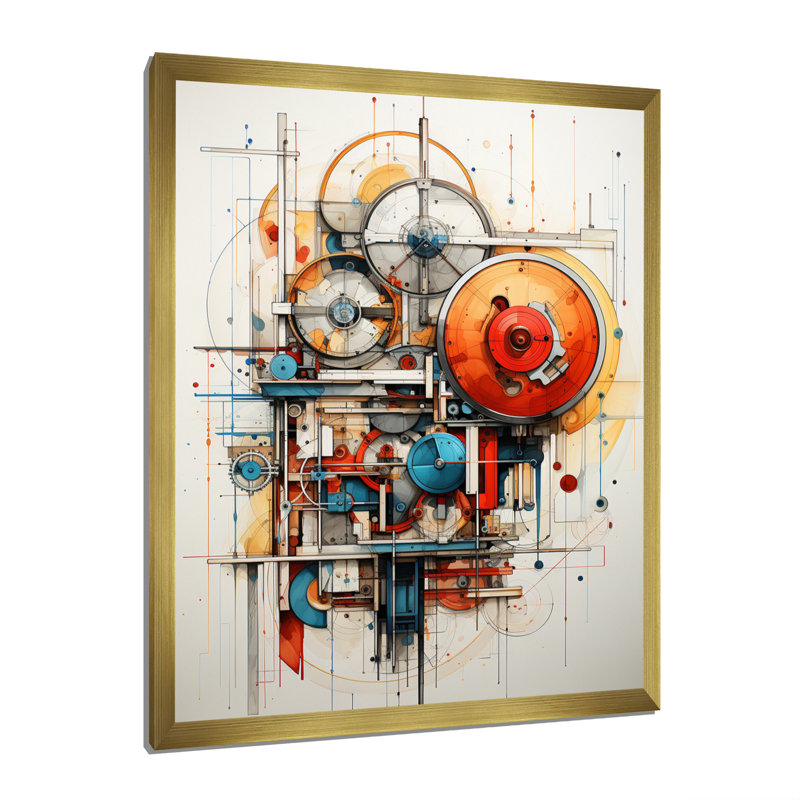 «Constructivism Dynamic Assemblage Geometric II», reproduction sur toile flottante, Encadrement doré