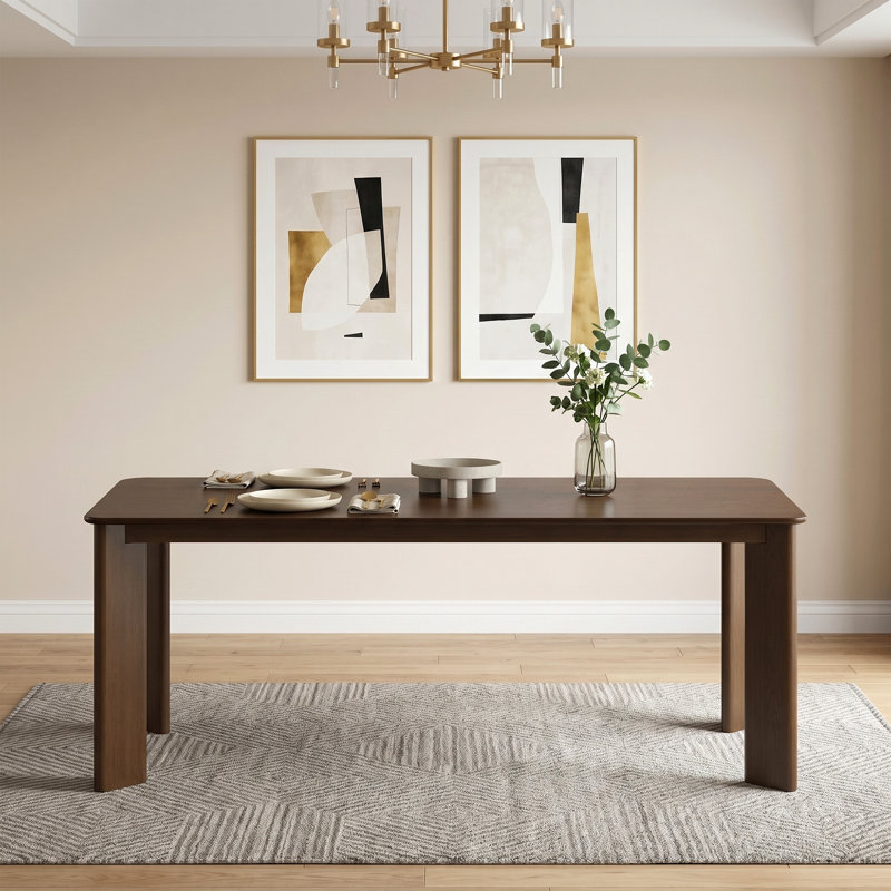 Table de salle à manger en bois 33,5 "x H 30" avec 4 pieds, H 30 po x L 79 po x l 33,5 po, Noyer