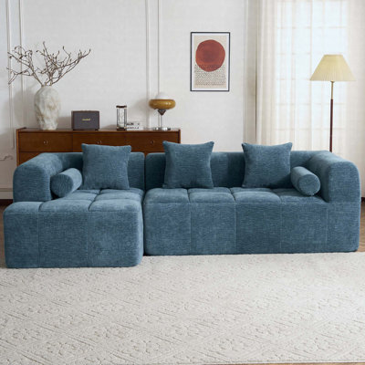 Boneless 101.2" Full-Compressed Modular Sectional With Deep Seating & Dual Side Pockets