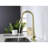 Single Handle Pull Down Kitchen Sink Faucet In Brushed Gold - Stainless Steel Material, 360 Rotating High Arc Nozzle, Three Water Output Styles For Different Works, Smooth Aerated Flow, Rust Proof-448549521