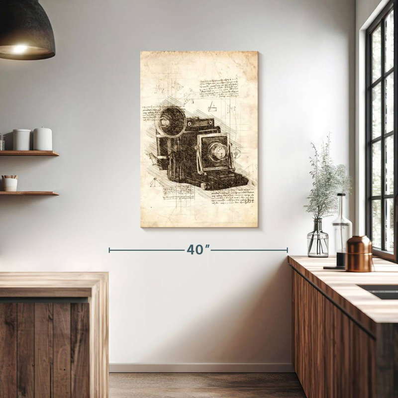 Laelle Old Camera Blueprint, 39" H x 26" W
