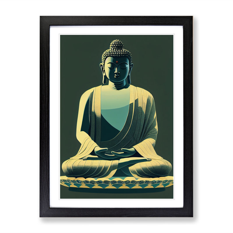 Paradise with Buddha - Framed Print, Black Framed, 34cm H x 25cm W x 2cm D