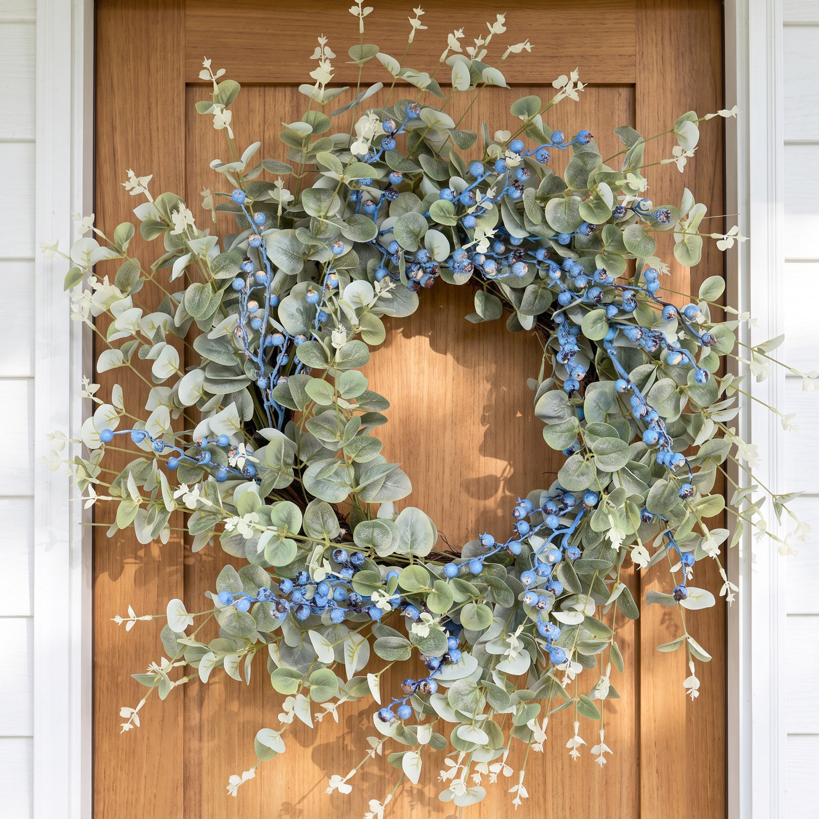 26" Handcrafted Berry Eucalyptus Wreath, Blue/Green