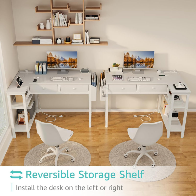 L-Shaped Corner Computer Desk With Drawers And Shelves For Small Spaces, Maximizing Functionality And Style In Your Home Office