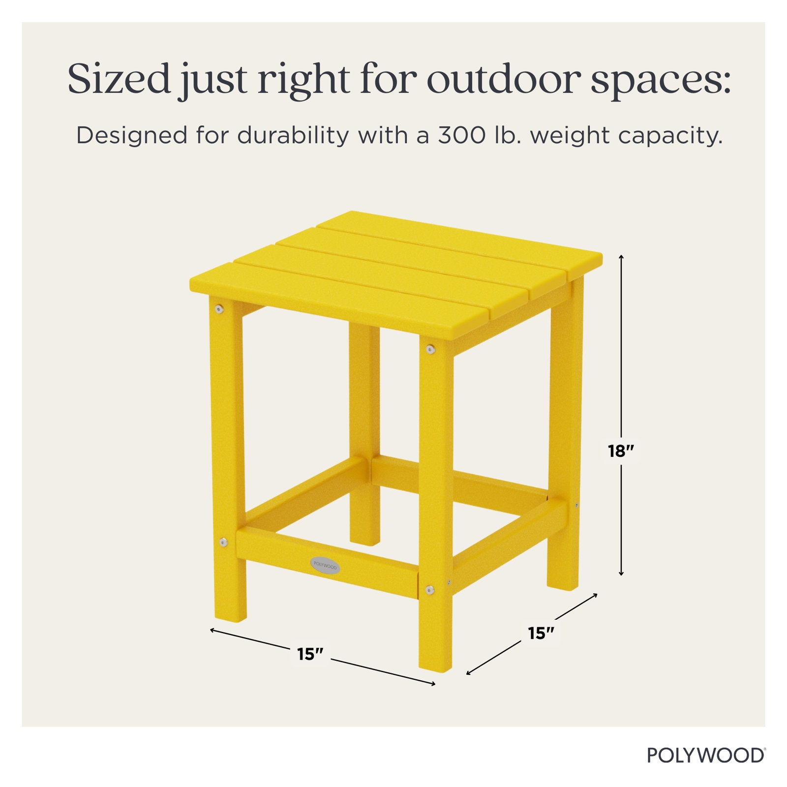 POLYWOOD® Long Island 15" Patio Side Table, Lemon