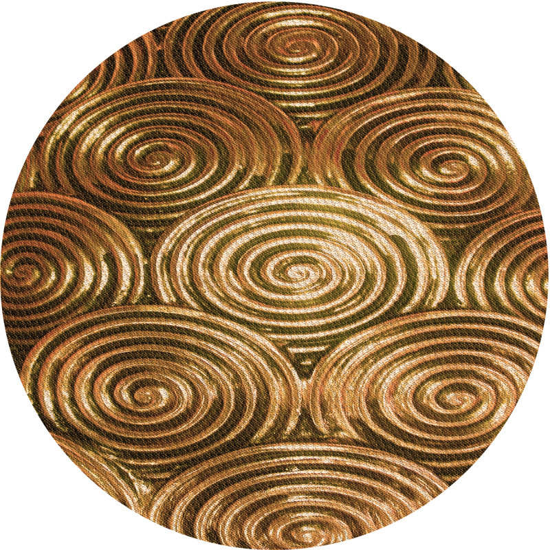Tapis brun à motif géométrique, Rond 6 pi