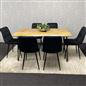 Wooden Dining Table and 6 Velvet Chairs - Stylish Dining Room Furniture, Black, 75cm H x 117cm W x 77cm D