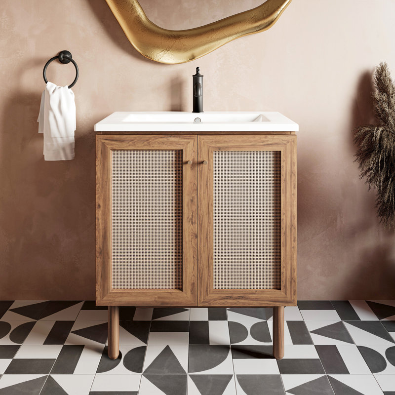 Oak Freestanding Bathroom Vanity with Sink Included