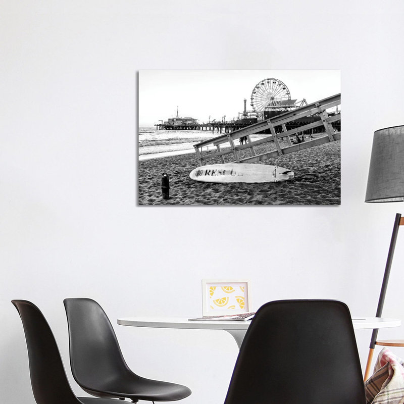 Black California Series - Santa Monica Beach Rescuer 1 Piece Wrapped Canvas Wall Art, 101.6 cm H x 66.04 cm W x 1.91 cm D