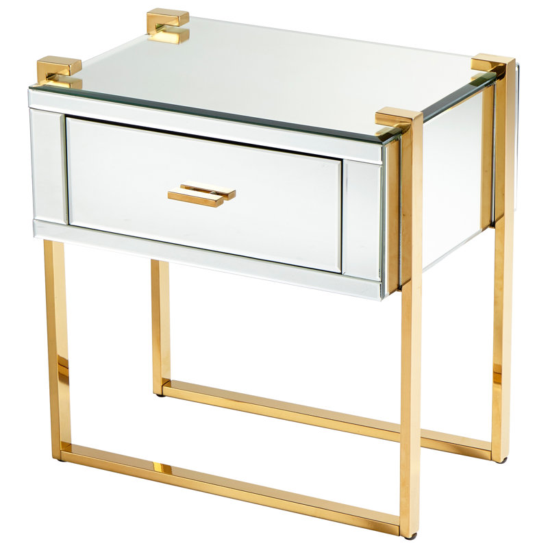 St. Clair Aged Brass Rectangular End Table with Drawer