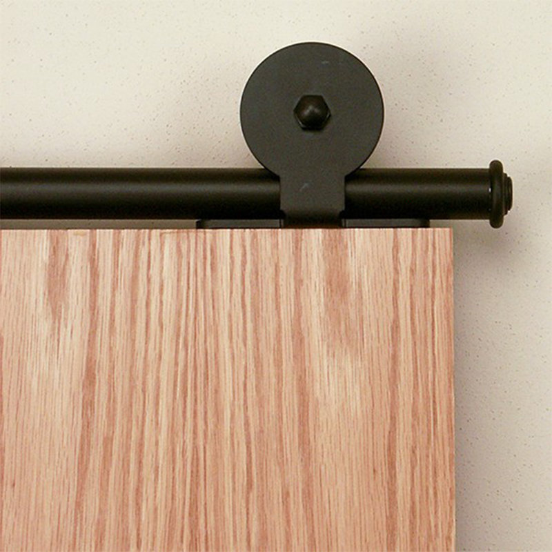 Black Aluminum Top Mount Single Door Barn Door Hardware Kit