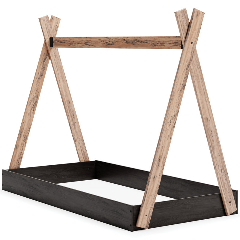 Violetta Canopy Bed by Zipcode Design™, Simple, Gris anthracite foncé / naturel