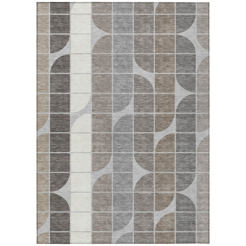 Machine Washable Indoor/Outdoor Chantille ACN2418 Mid-Century Modern Rug, Rectangle 10' x 14'