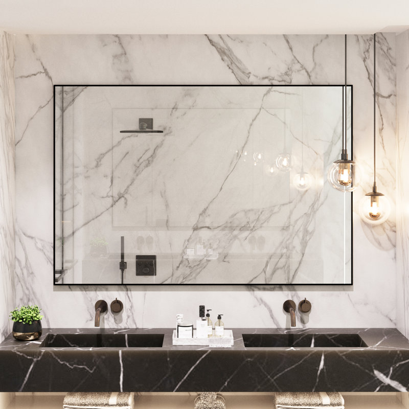 Lesamuel Wall Mounted Vanity Mirror w/ Aluminum Frame for Bedroom, Entryway, Living Room