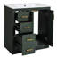 Meuble-lavabo de 30 po avec lavabo en céramique et armoire en bois massif. Conception moderne pour rangement 3 tiroirs et 2 portes et fabrication. Surface de l'armoire antidérapante