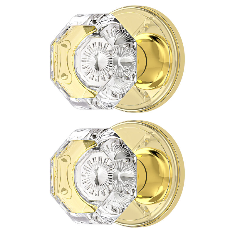 Bouton de porte double Retro Elegant Series, Laiton poli