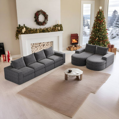 Modular Sectional Sofa - Dual-Layer Cushion System & Detachable Neck Pillows