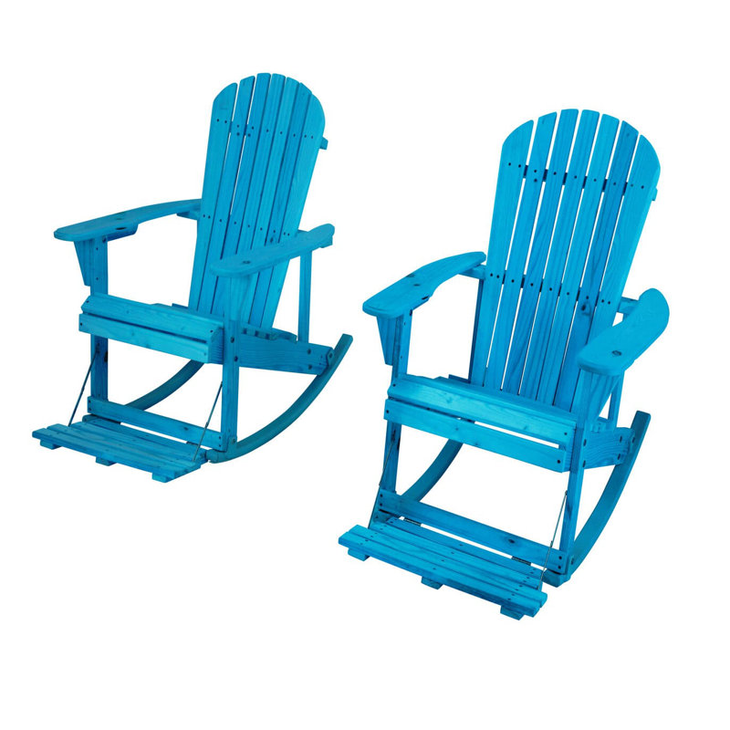 Chaise Adirondack berçante en bois massif Apsana, Bleu ciel