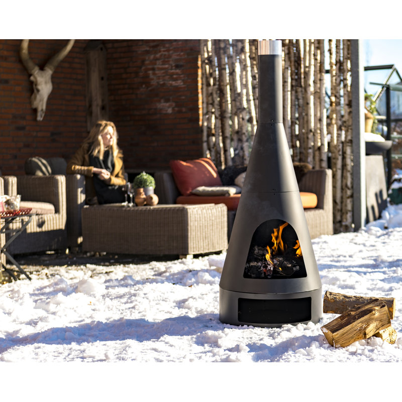Kingston Cylinder Clay Wood Burning Smokeless Chimnea, 125 cm H x 43 cm W