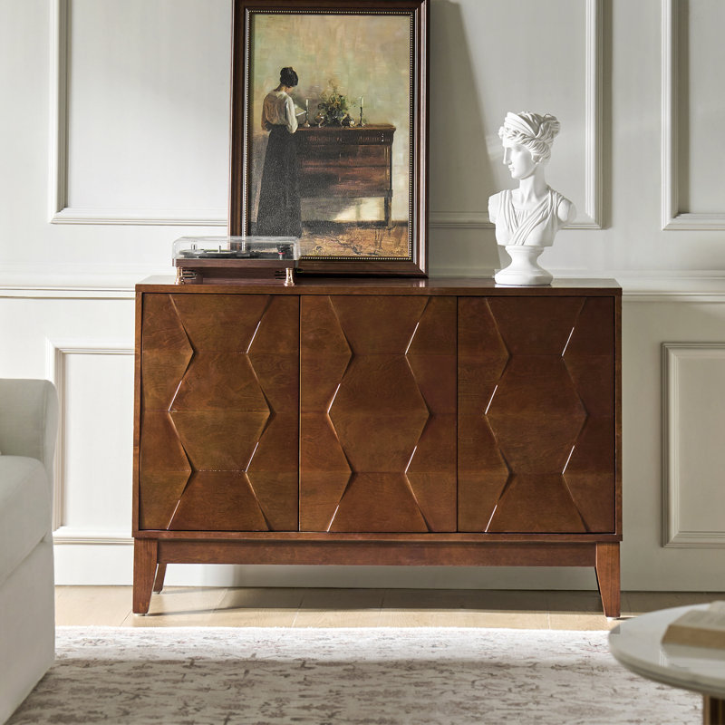 Joyce 114.9cm W Modern 3-door storage Sideboard with Adjustable Shelves, Walnut