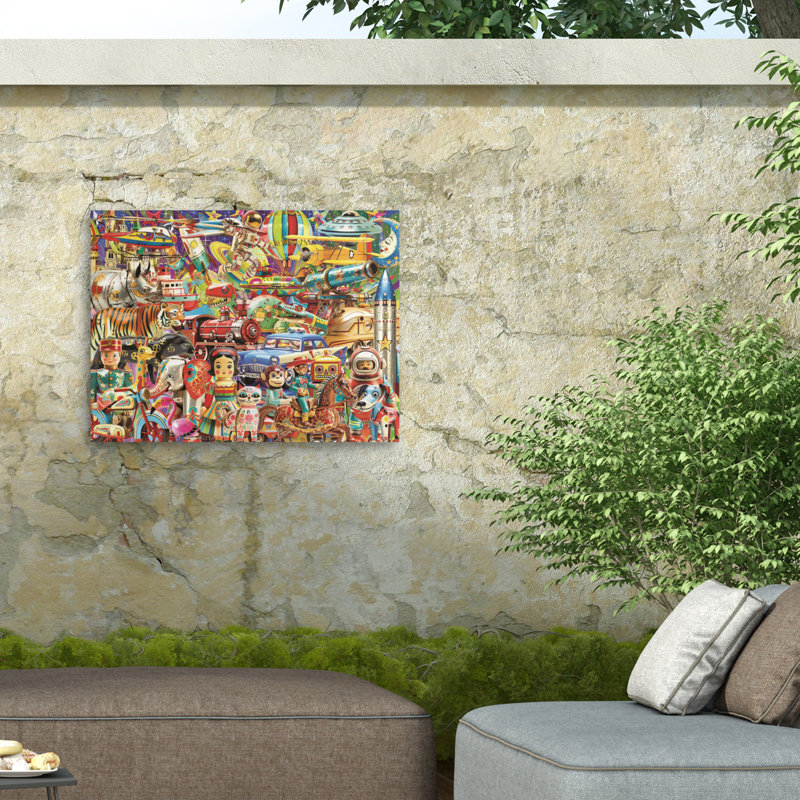 Michael David Ward Retro Toys Outdoor  Canvas, 18" H x 24" W