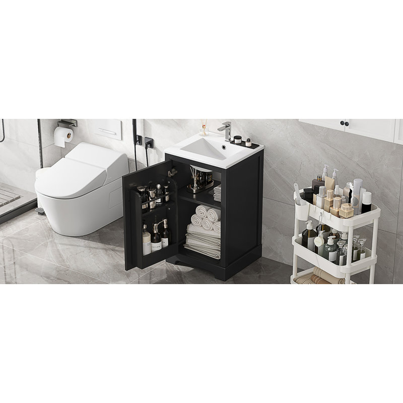 Meuble-lavabo de 20 po avec lavabo, Noir, noir, noir, noir