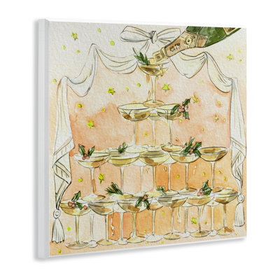 Winter Champagne Cocktails Tower Wall Plaque Art, design by Melissa Wang