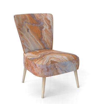 Fleurs / Inspiration vague / Motif marbré - Chaise d'appoint rembourrée en velours Mid-Century