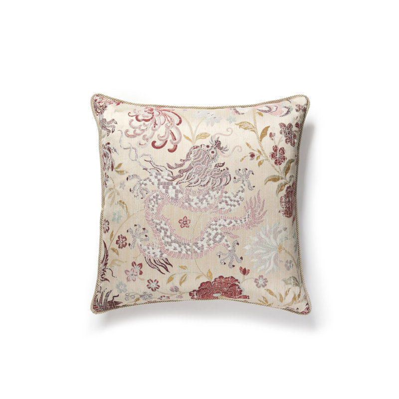 The MET x The House of Scalamandre Dragon Tableau Pillow, Winter Rose