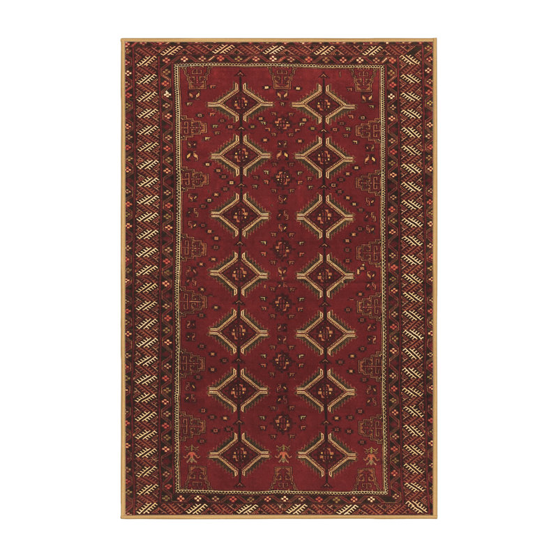 Tapis oriental en laine / polyester tissé à la machine Nylyn en brun / noir, Rectangle 5 pi x 8 pi