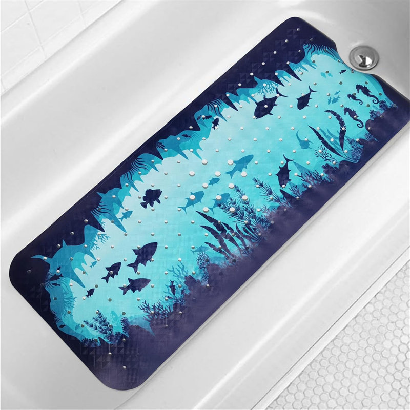 Blue Non-slip Ocean Bath Mat 40x16