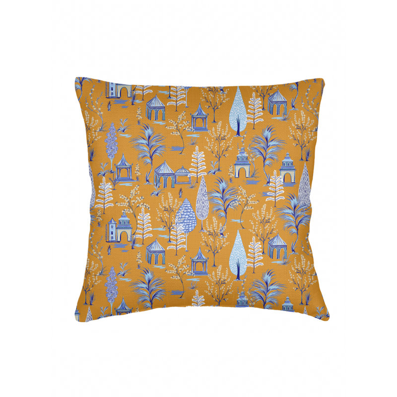 Printed Pillows Linen Pillow Cover & Insert, Orange, Square 22", Down Blend