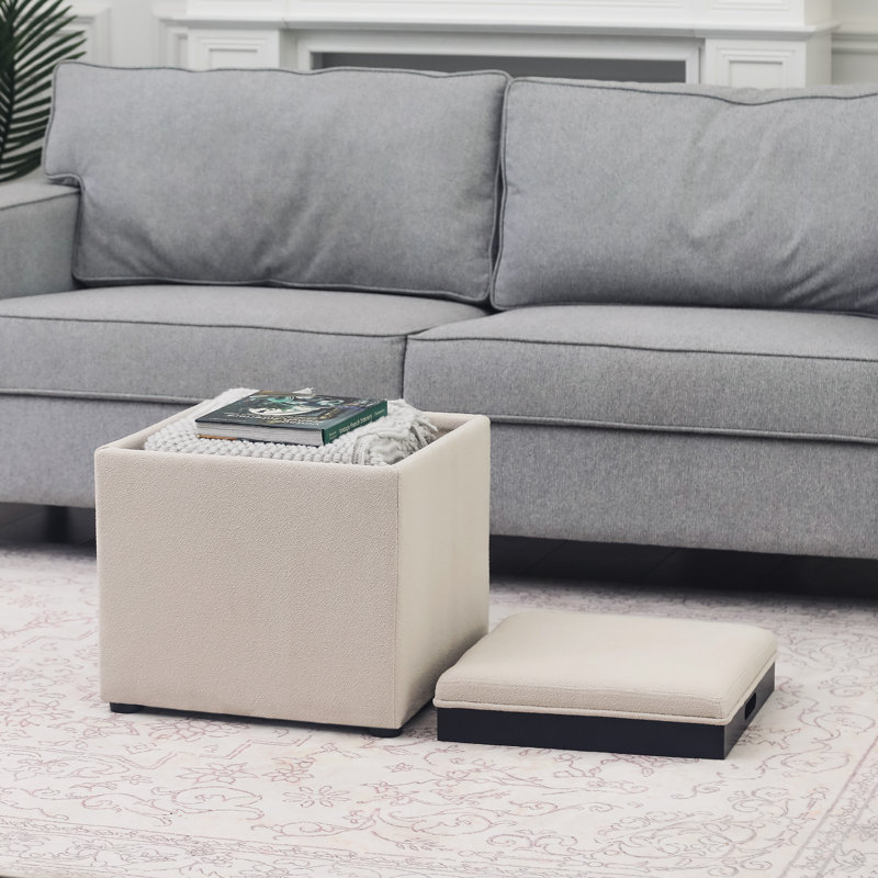 Ciocia Upholstered Ottoman, Beige