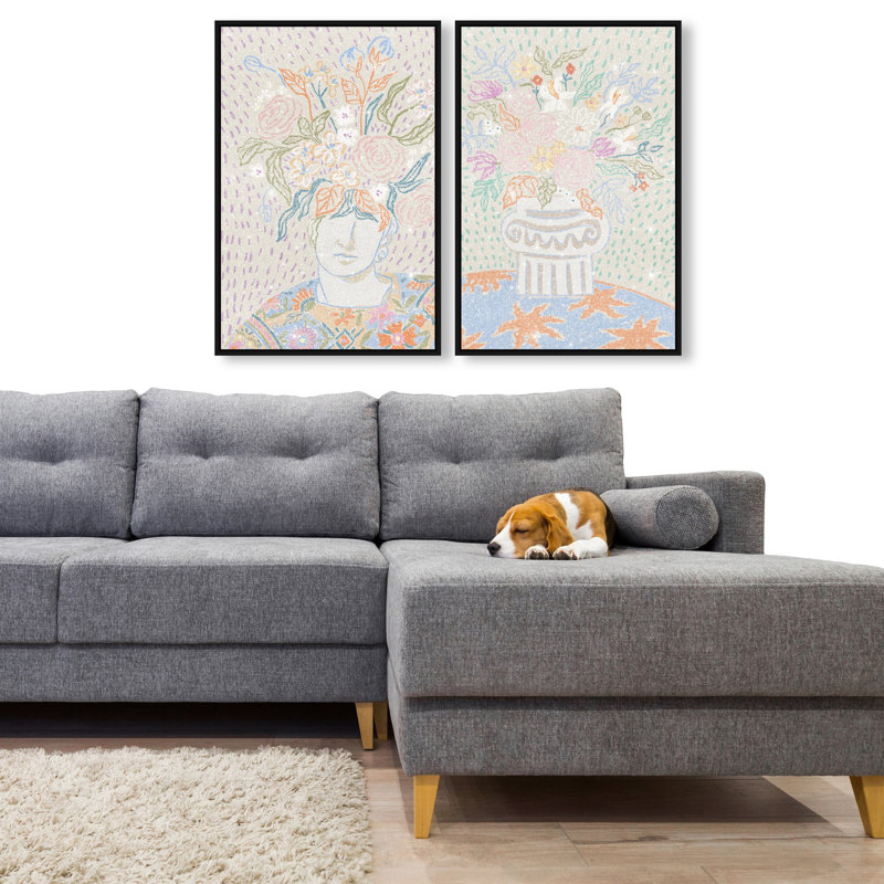 Summer Flourish Set Set by Oliver Gal, 32"H x 22"W, Black Floater Frame