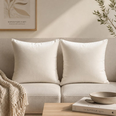 Housse de coussin en velours de couleur unie