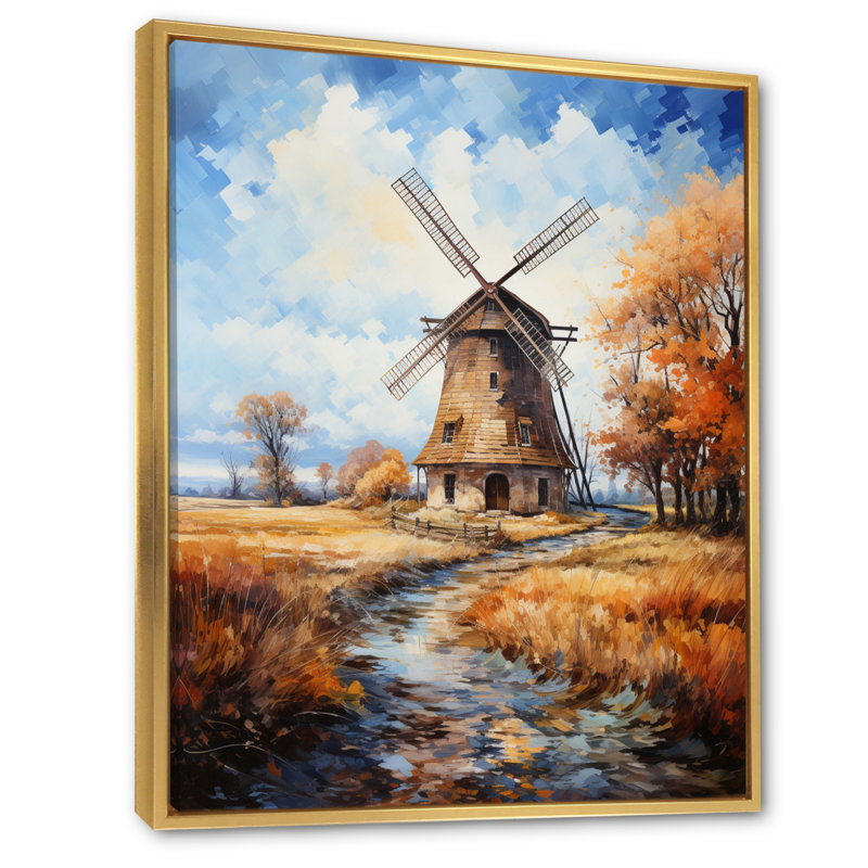 Vangogh The Old Mill, encadré sur toile par Vincent Van Gogh, peinture, Cadre flottant doré, H 32 po x l 16 po x P 1 po