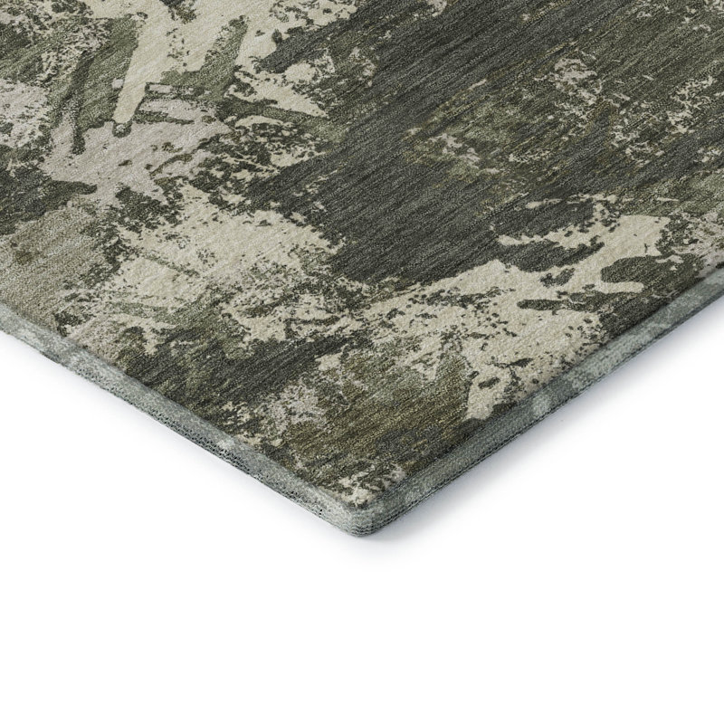 Tapis olive Prisco lavable à la machine de qualité supérieure, Rectangle 9 pi x 12 pi